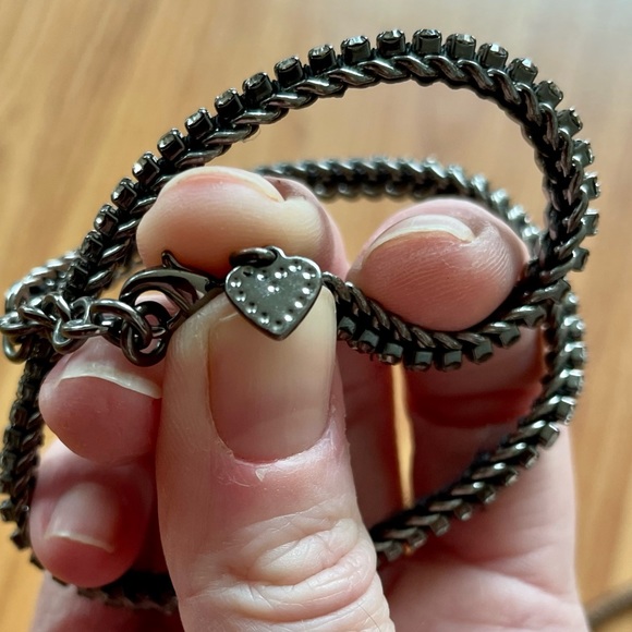 Stella & Dot Hematite/Crystal Wrap Around Bracelet EUC - Picture 3 of 3
